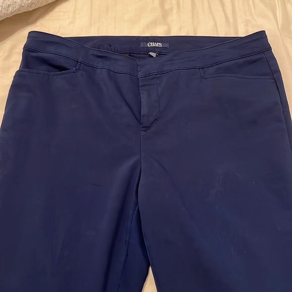 Navy dress slacks by Chaps with front button and zipper enclosure - Picture 2 of 6